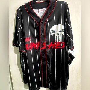 Men’s Button Front Jersey Type Punisher Shirt, Size XXL,NWT